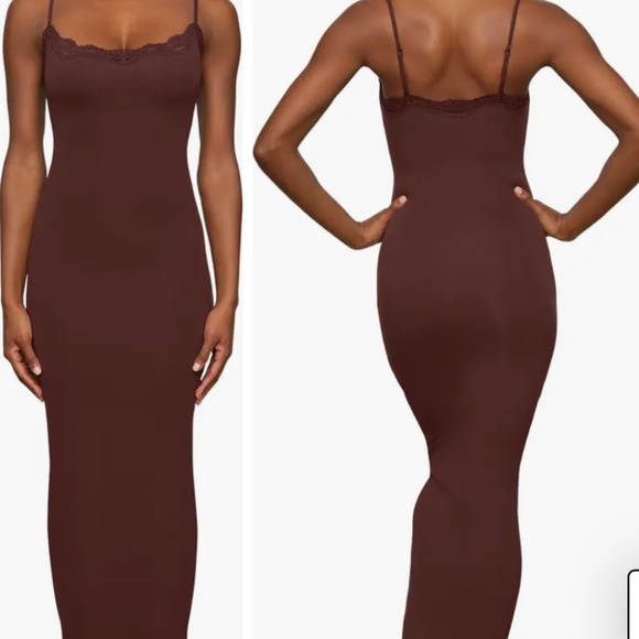 FITS EVERYBODY CORDED LACE LONG SLIP DRESS - Picture 1 of 4